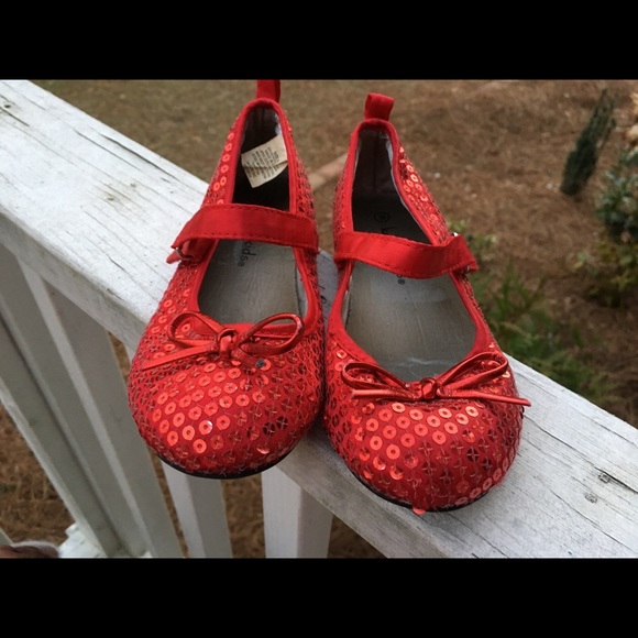 kids red sequin shoes